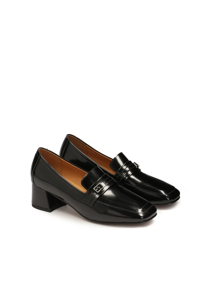 Kazar Black Pumps On A Block In Glossy Leather