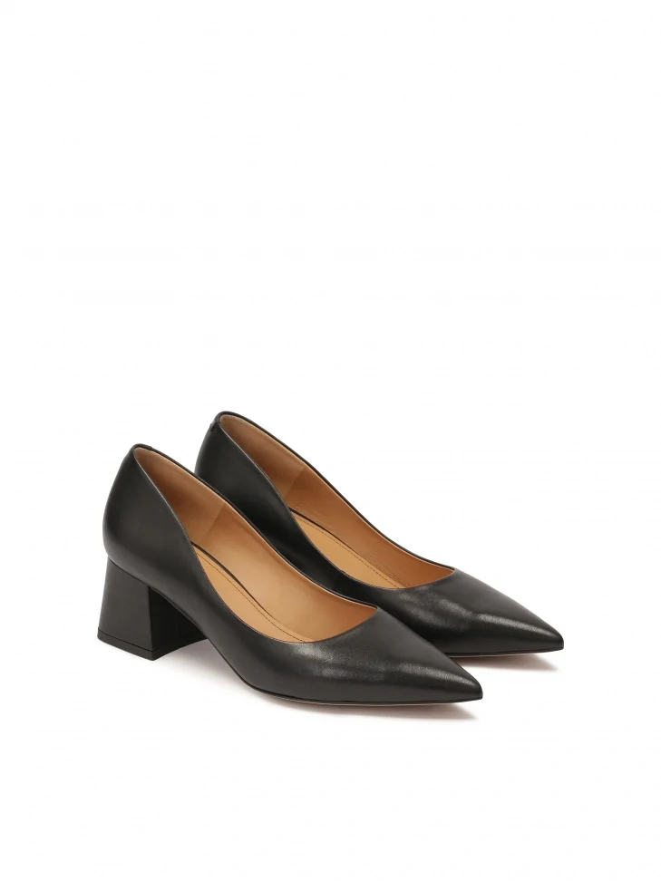 Kazar Black Pumps With A Low High Wide Heel