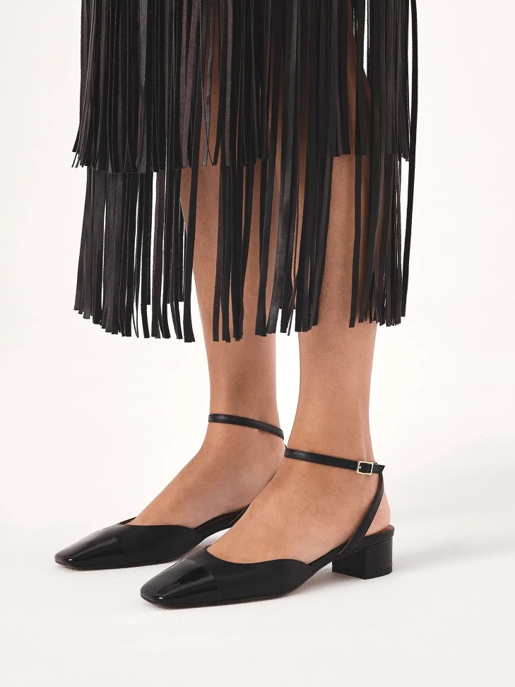 Kazar Black Pumps With Ankle Wrap Strap