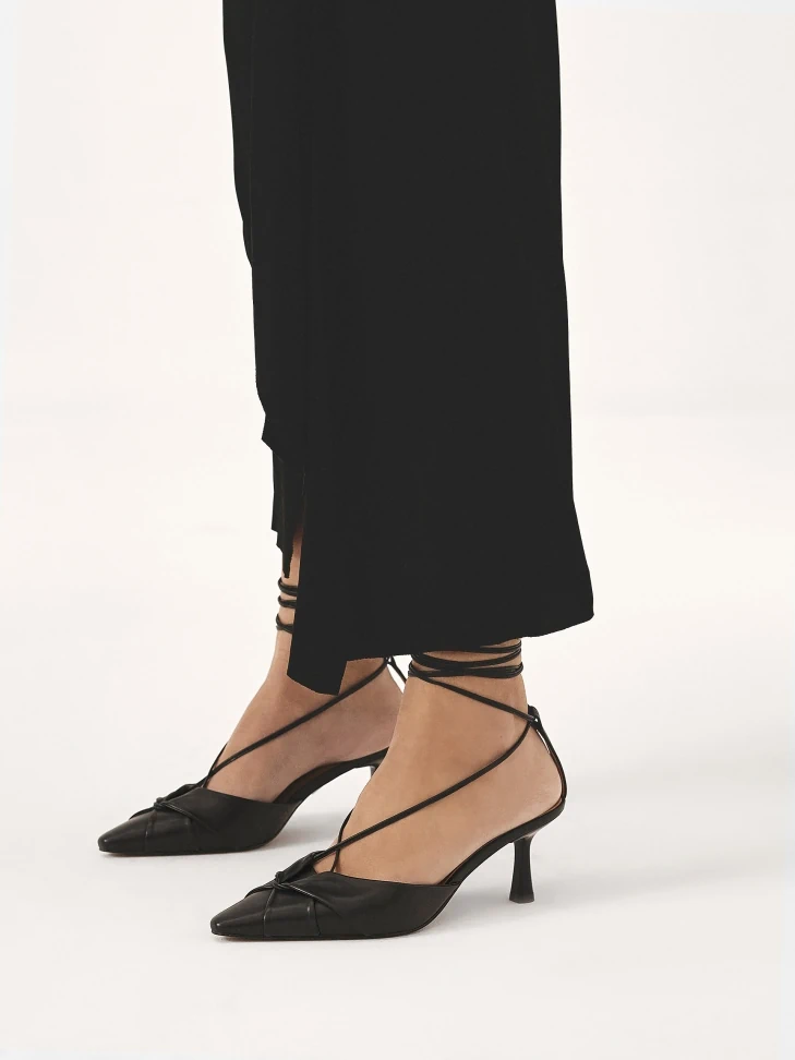 Kazar Black Pumps With Binding Around The Ankle