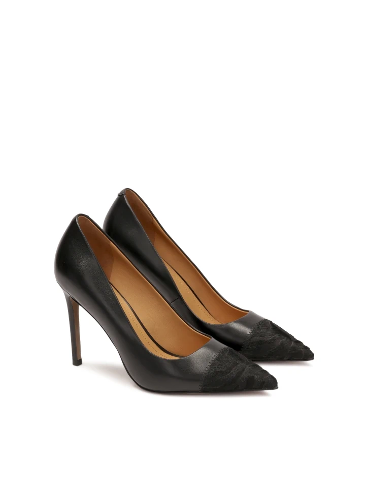 Kazar Black Pumps With Bristles Embellished Noses