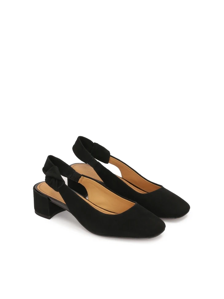 Kazar Black Pumps With Open Heel And Low Stilettos