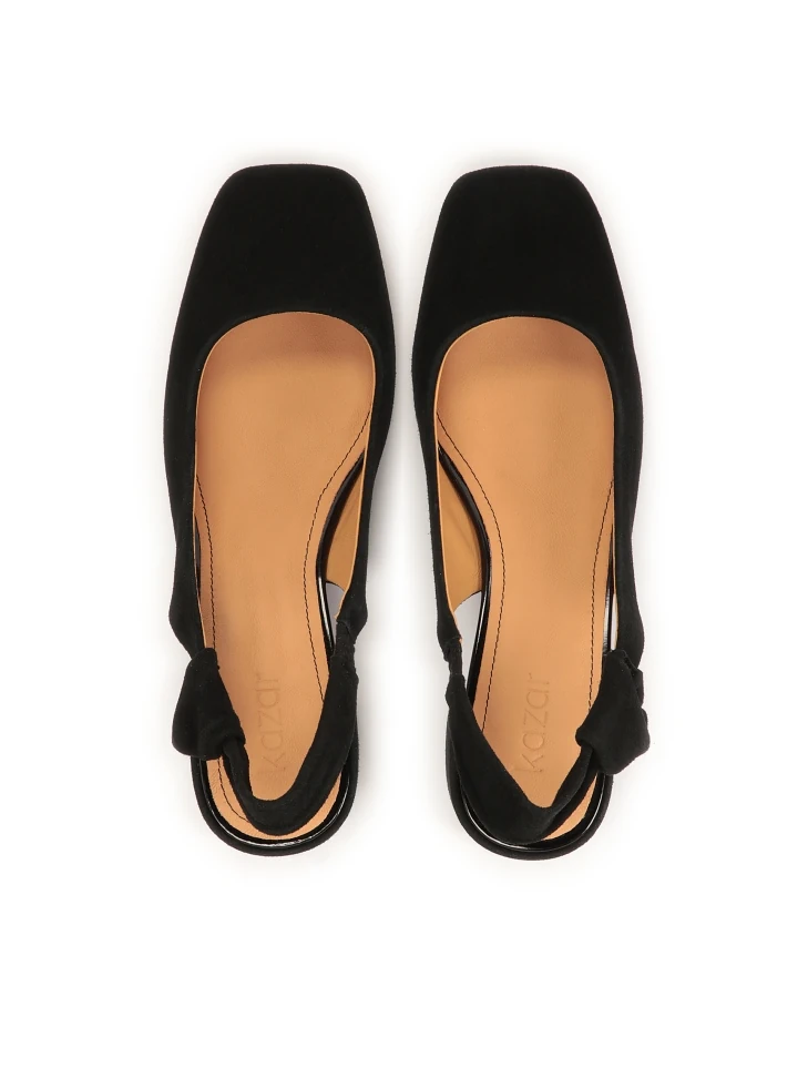 Kazar Black Pumps With Open Heel And Low Stilettos