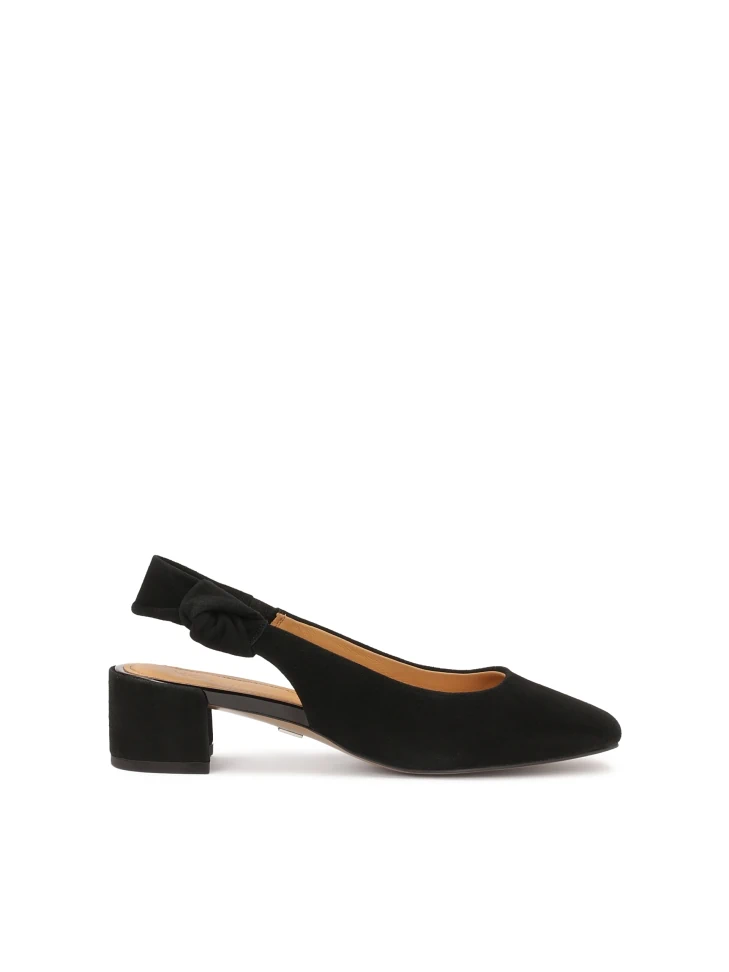 kazar Black pumps with open heel and low stilettos