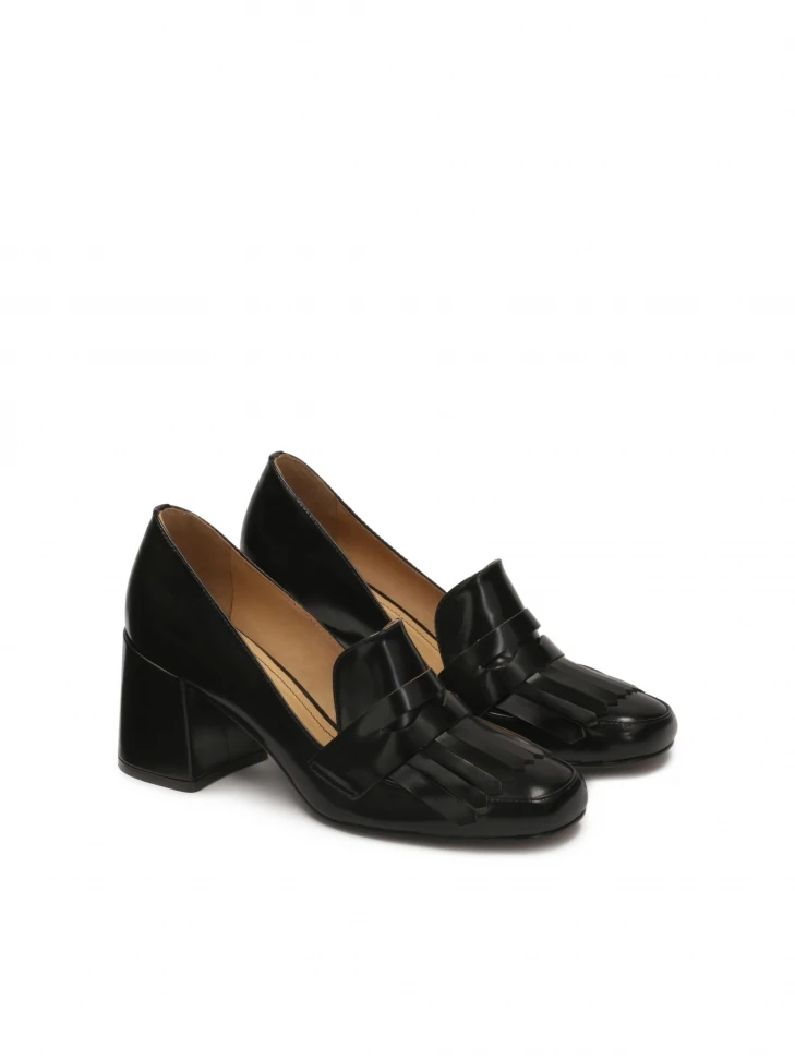 Kazar Black Pumps With Tassels And A Wide Heel