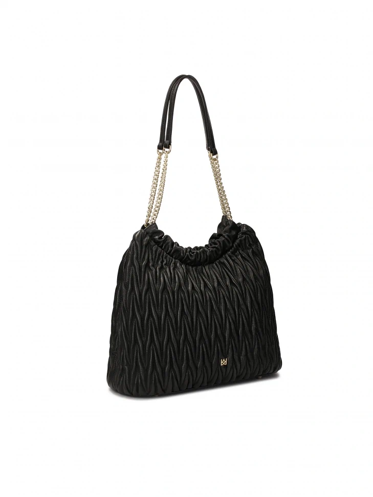 Kazar Black Quilted Bag-shaped Handbag