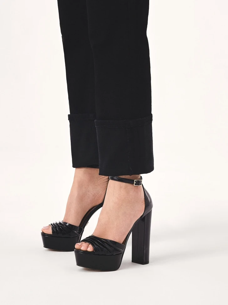 Kazar Black Sandals With A Wide Heel And Platform