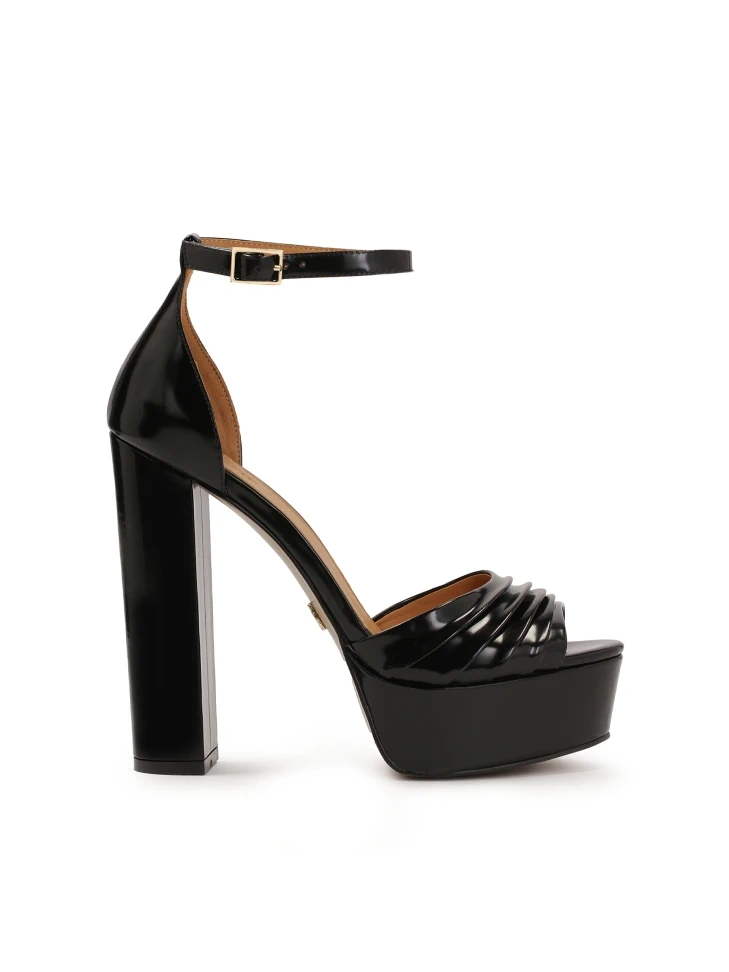 kazar Black sandals with a wide heel and platform