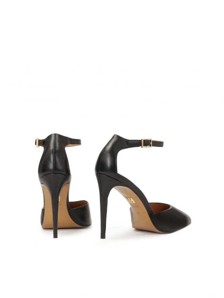 Kazar Black Semi-open Leather Pumps