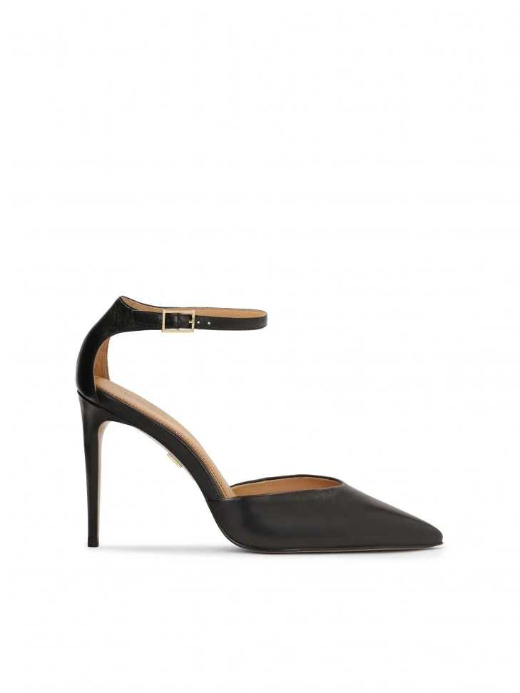 kazar Black semi-open leather pumps