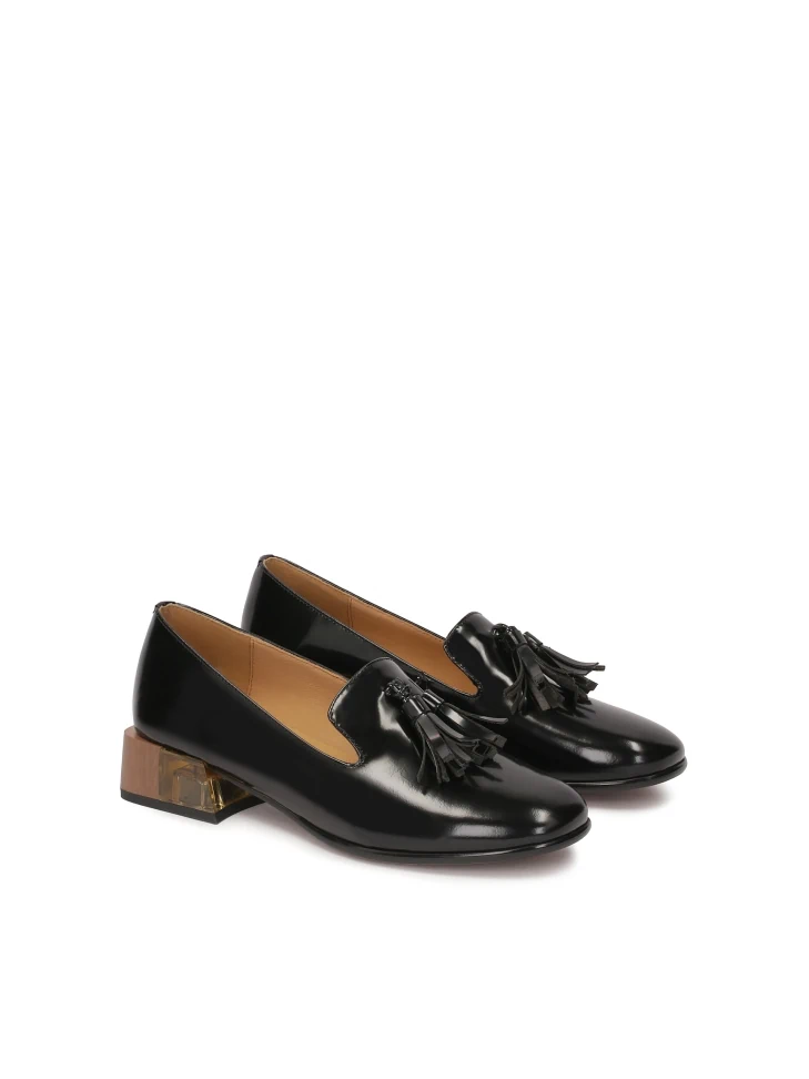 Kazar Black Shoes With Decorated Heel