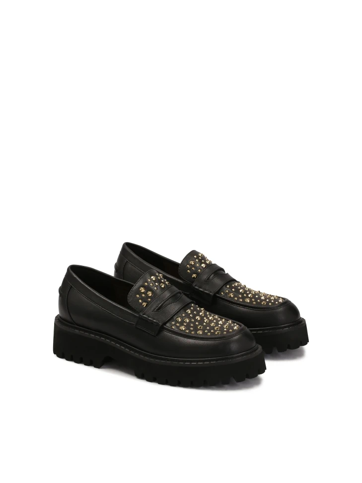 Kazar Black Shoes With Gold Rhinestones