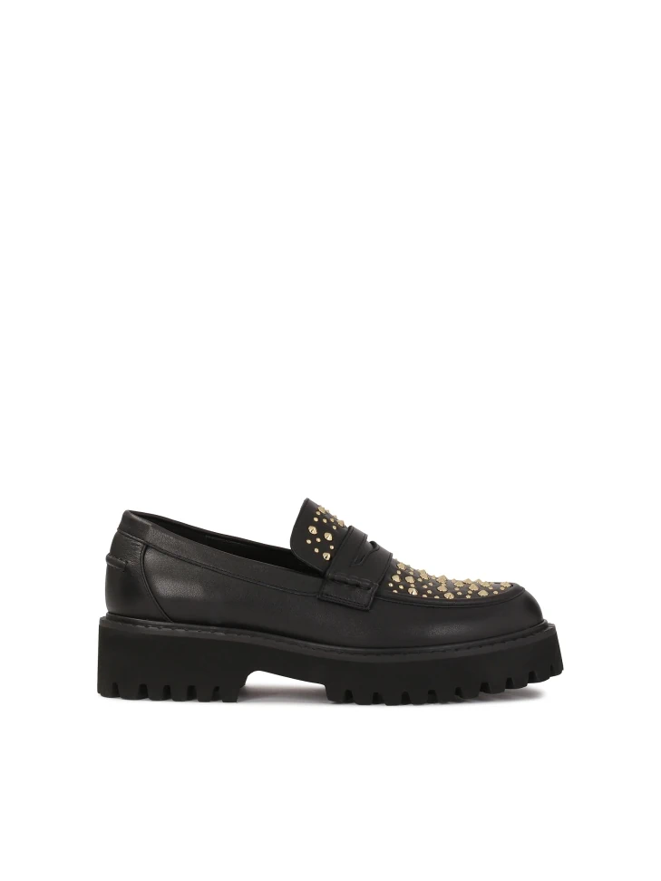 kazar Black shoes with gold rhinestones
