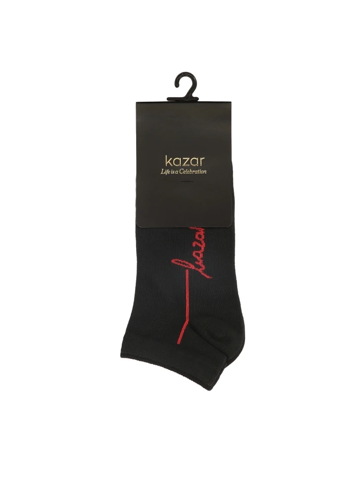 Kazar Black Short Socks With Red Logo