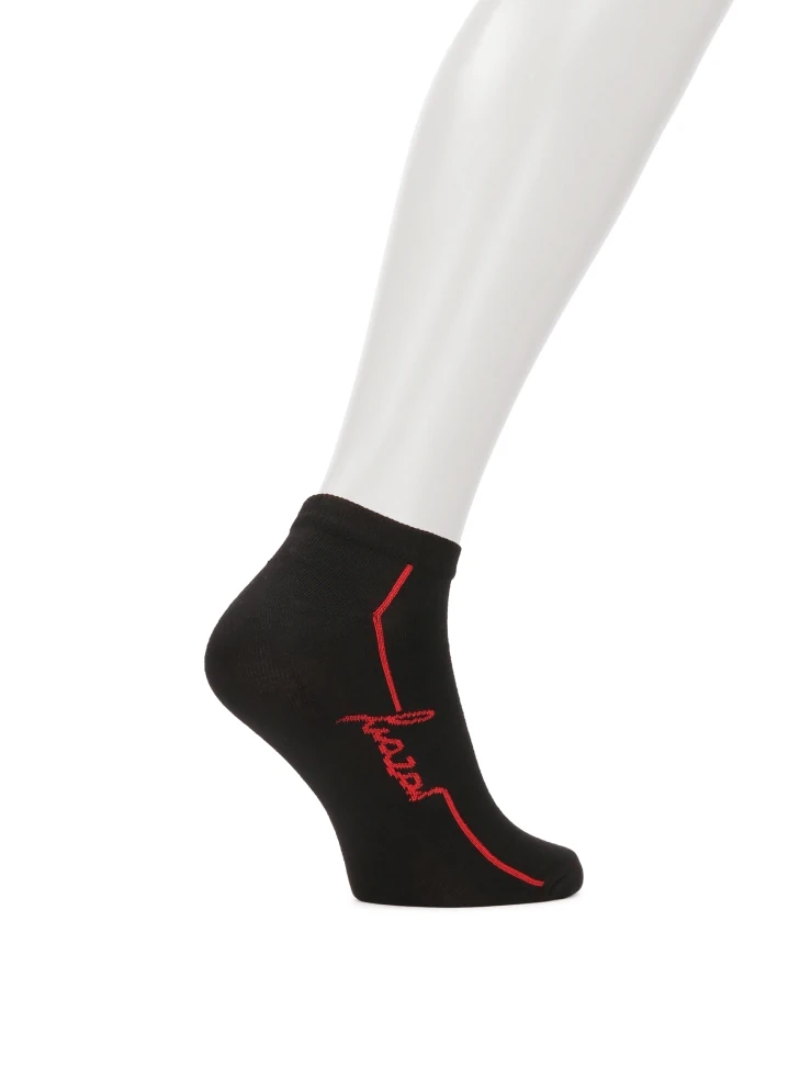 Kazar Black Short Socks With Red Logo