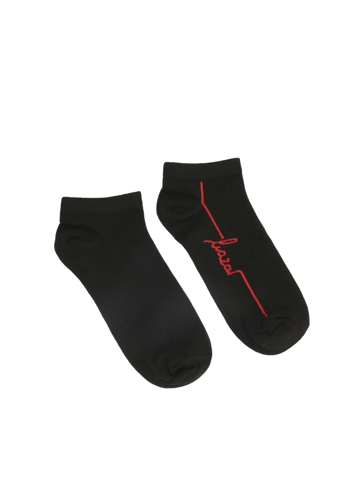 Kazar Black Short Socks With Red Logo