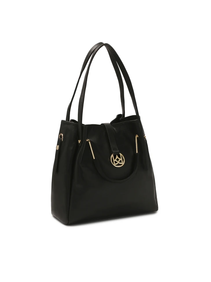 Kazar Black Shoulder Bag And Metal Hand Grips