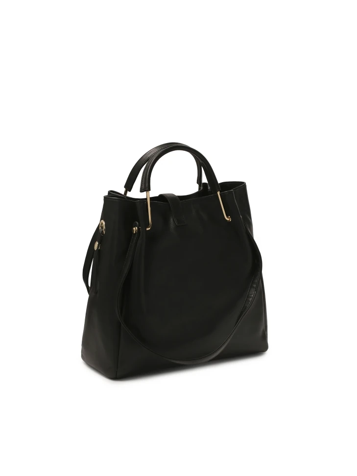 Kazar Black Shoulder Bag And Metal Hand Grips