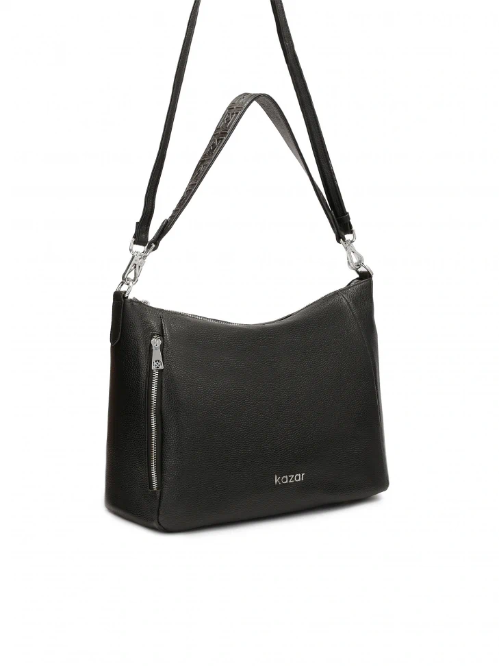 Kazar Black Shoulder Bag With A Loose Fit
