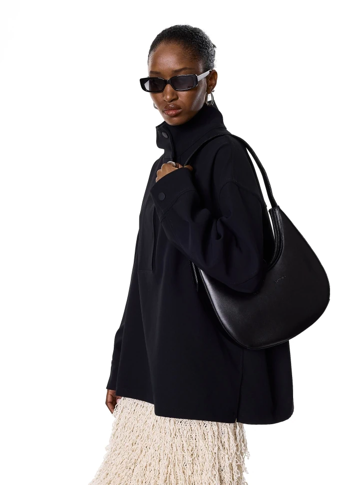 Kazar Black Shoulder Bag With An Adjustable Handle