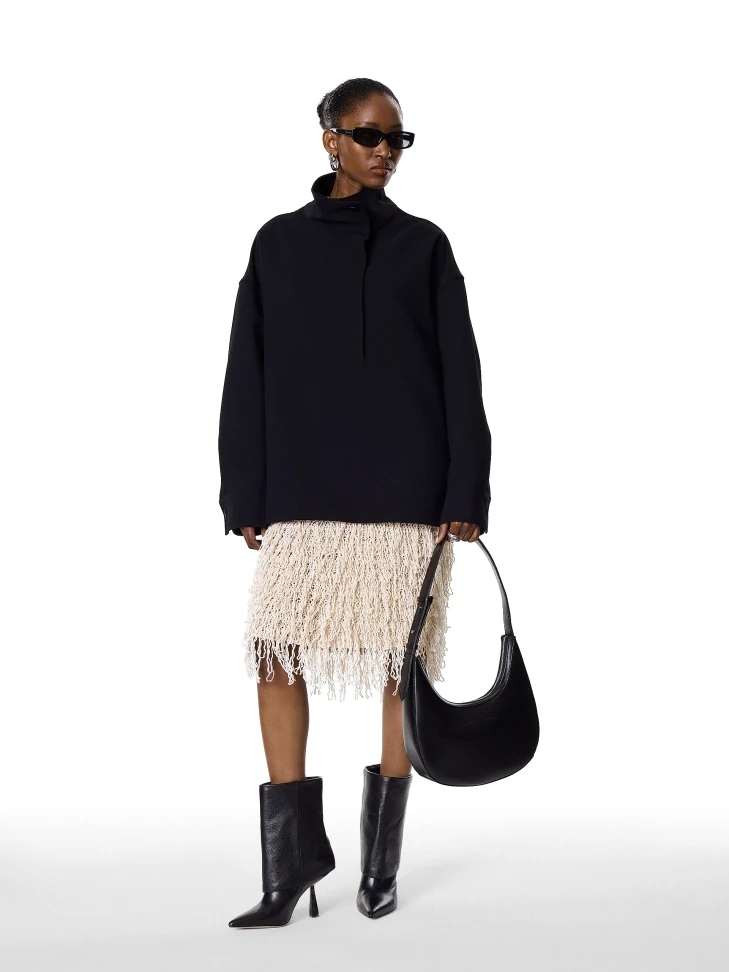 Kazar Black Shoulder Bag With An Adjustable Handle