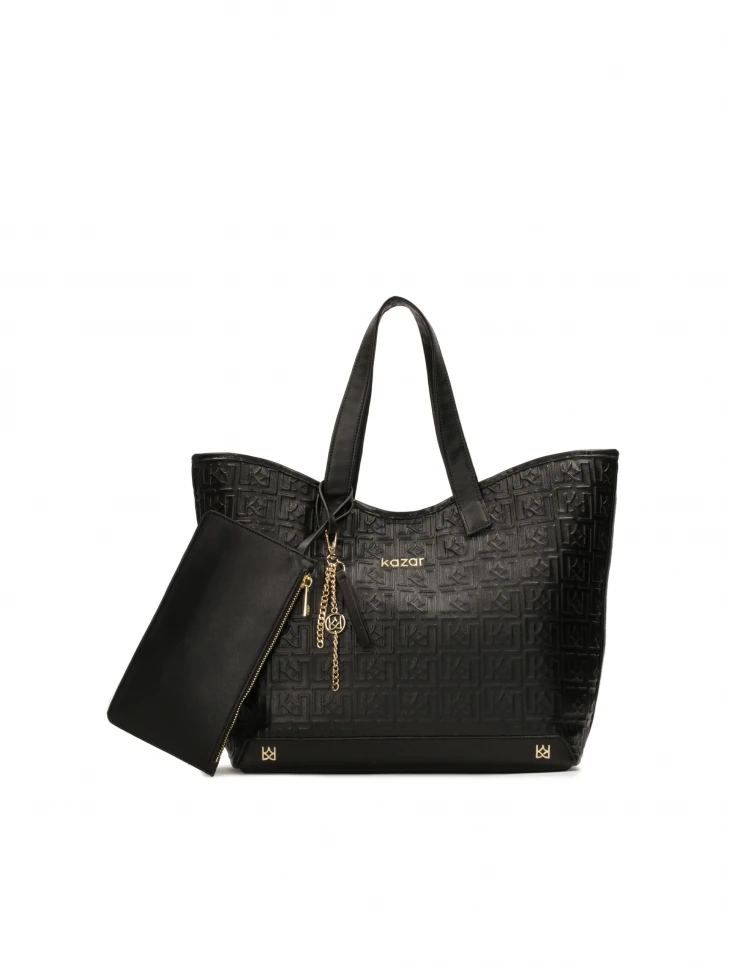 kazar Black shoulder bag with pouch and key ring