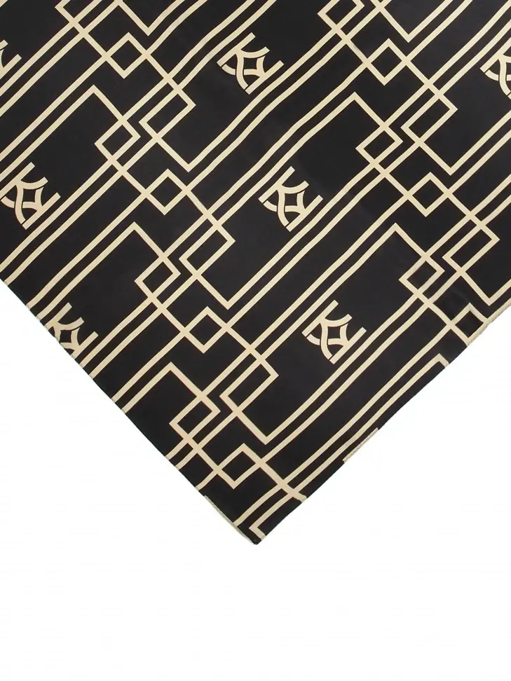 Kazar Black Silk Neckerchief In A Golden Pattern