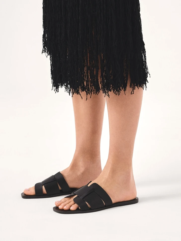 Kazar Black Slides On A Flat Sole