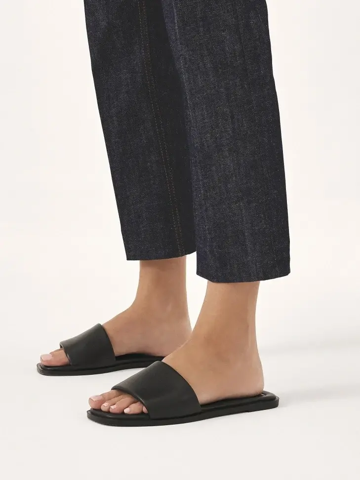 Kazar Black Slides On A Flat Sole