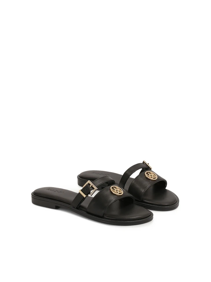 Kazar Black Slides With Two Straps