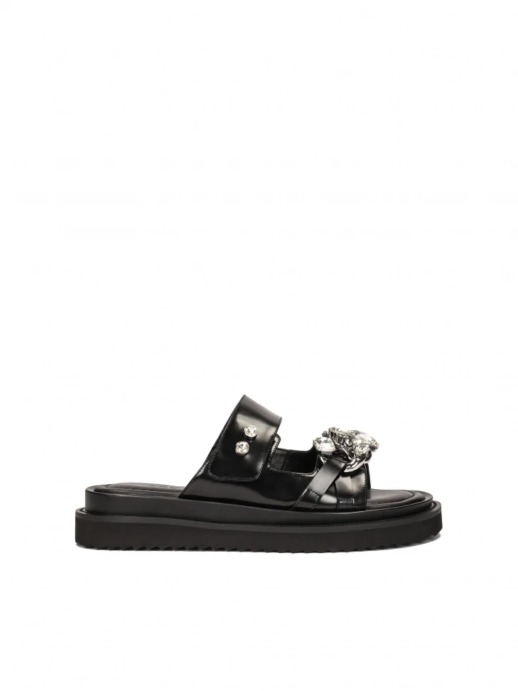 kazar Black slides with zirconia and a chain