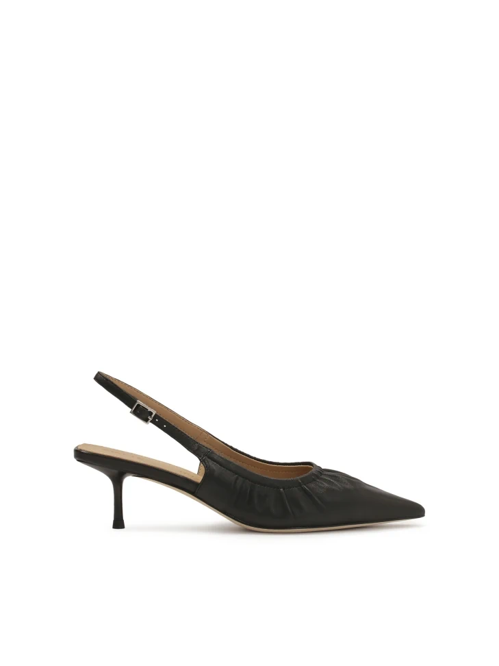 kazar Black slingback pumps with ruffled upper