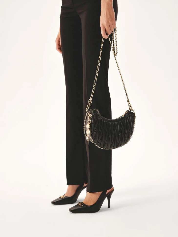 Kazar Black Slingback Pumps With Slim Square Nose