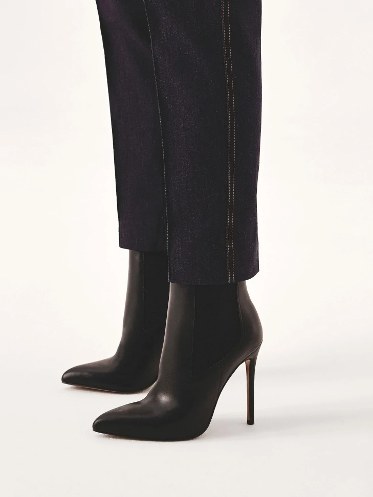 Kazar Black Slip-on Boots With Slim Heel
