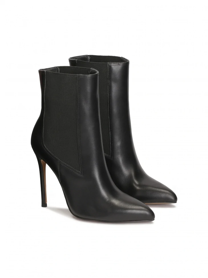 Kazar Black Slip-on Boots With Slim Heel