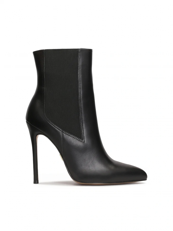 kazar Black slip-on boots with slim heel