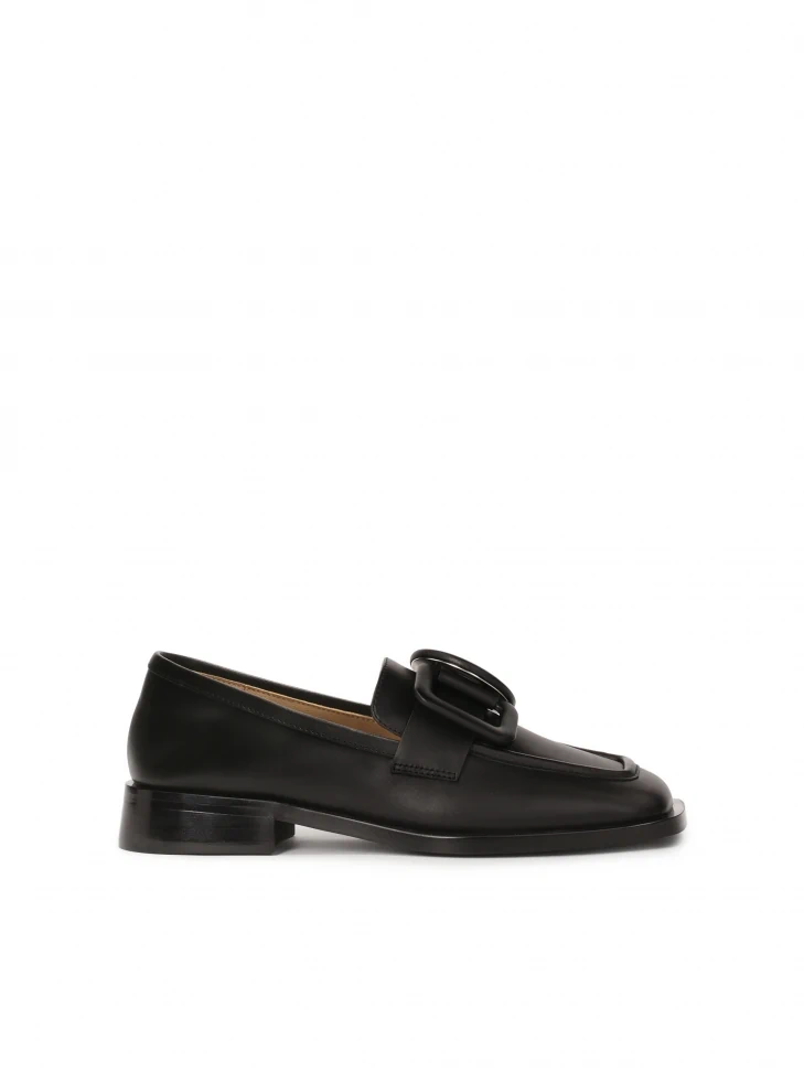 kazar Black slip-on flat shoes on a flat sole