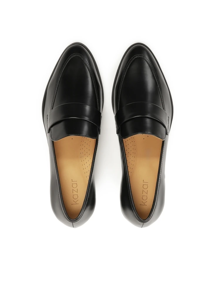 Kazar Black Slip-on Leather Box Shoes