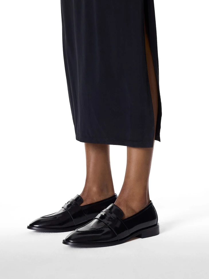 Kazar Black Slip-on Leather Shoes