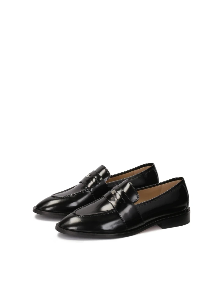 Kazar Black Slip-on Leather Shoes