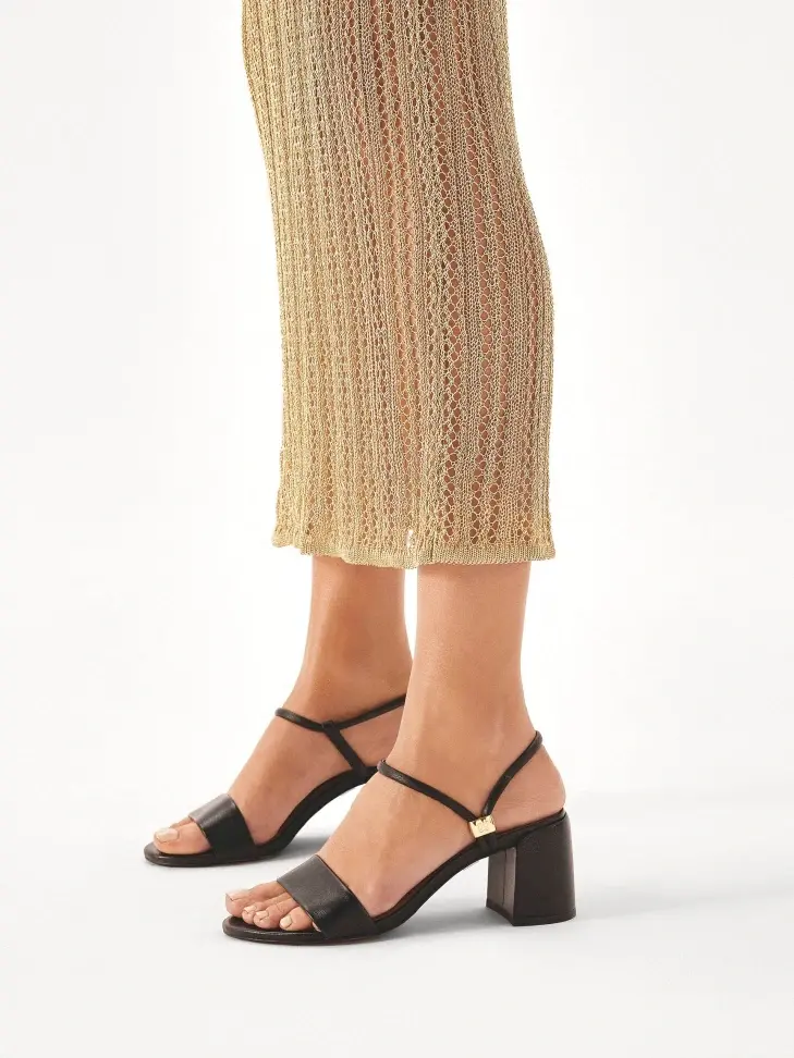 Kazar Black Slip-on Post Sandals