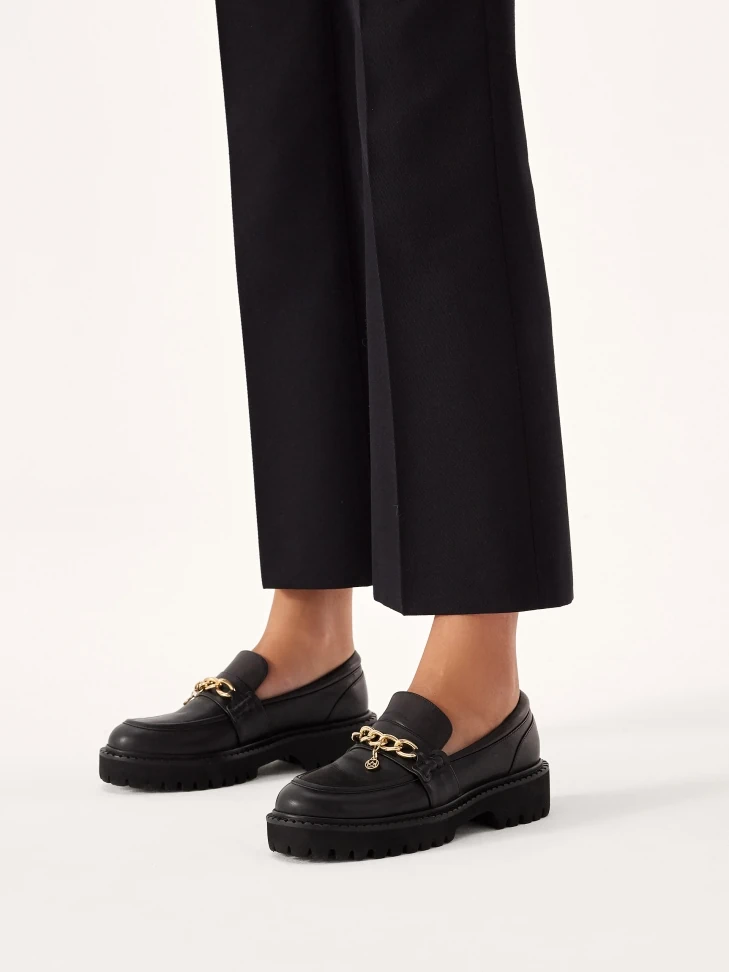 Kazar Black Slip-on Shoes With Tag Chain