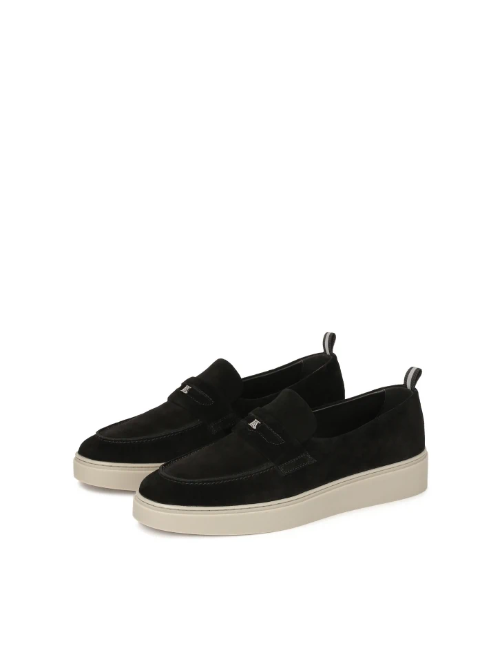 Kazar Black Slip-on Sneakers With Silver Logo