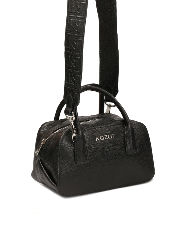 Kazar Black Small Handbag With Strap And Handles