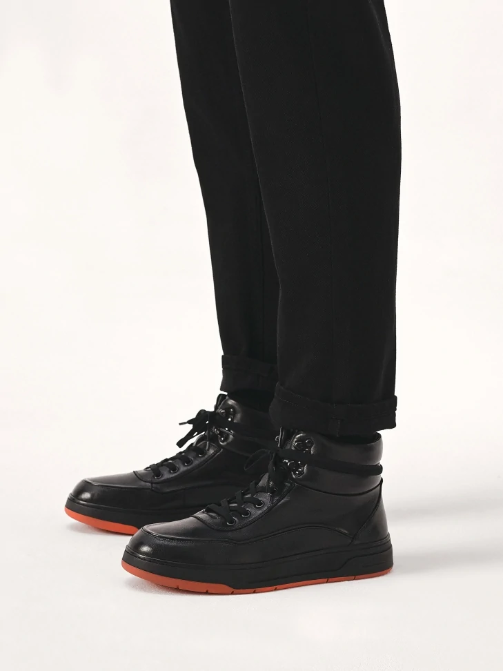 Kazar Black Sneakers With Contrasting Red Sole