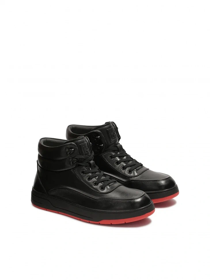 Kazar Black Sneakers With Contrasting Red Sole