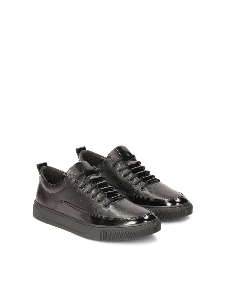 Kazar Black Sneakers With Embossed Pattern