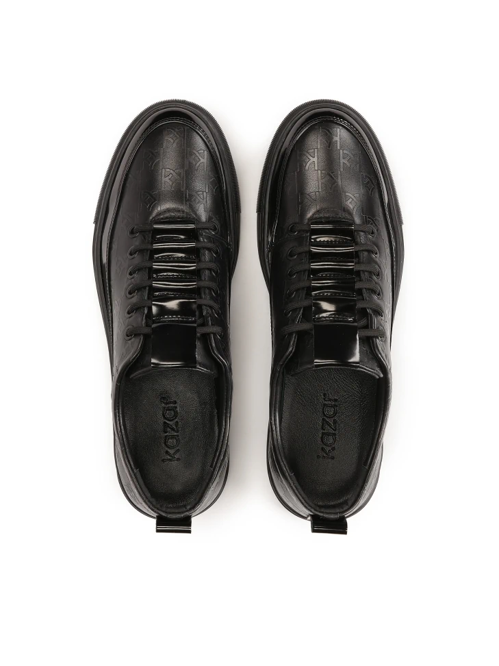 Kazar Black Sneakers With Embossed Pattern