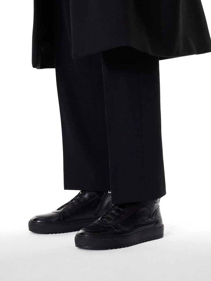 Kazar Black Sneakers With High Upper And Lacing