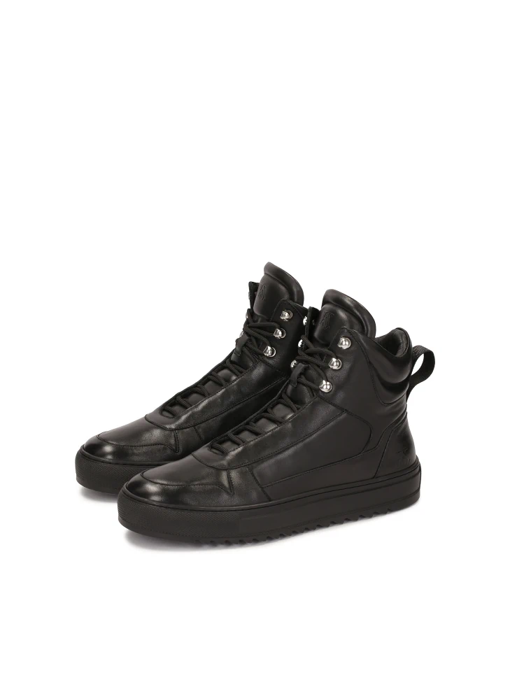 Kazar Black Sneakers With High Upper And Lacing